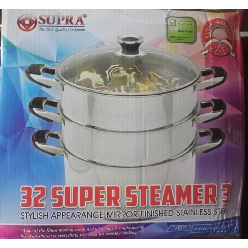 panci kukus 3 susun 3 tingkat SUPER STEAMER 3MEREK SUPRA