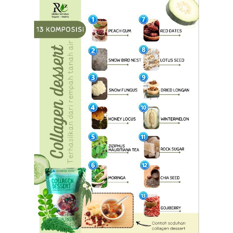 

Collagen dessert - peach gum organic - snow bird nest - lengkap 13 komposisi