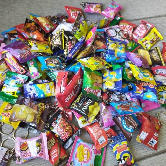 AOB_Gantungan Kunci Mini Snack | Souvenir Nikah | Keychain Miniatur Unik Murah Gantungan Kunci Minia