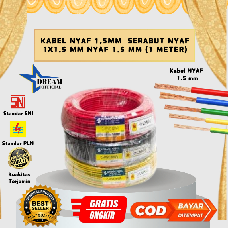 KABEL NYAF 1,5MM  SERABUT NYAF 1X1,5 MM NYAF 1,5 MM (1 Meter)