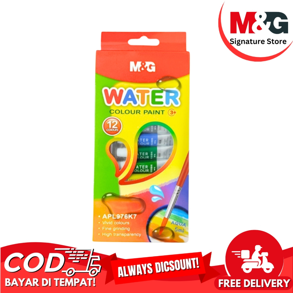 

Cat Air M&G Water Colour Paint M&G 12 Colours / Warna 5 ML #APL976K7 Free Kuas
