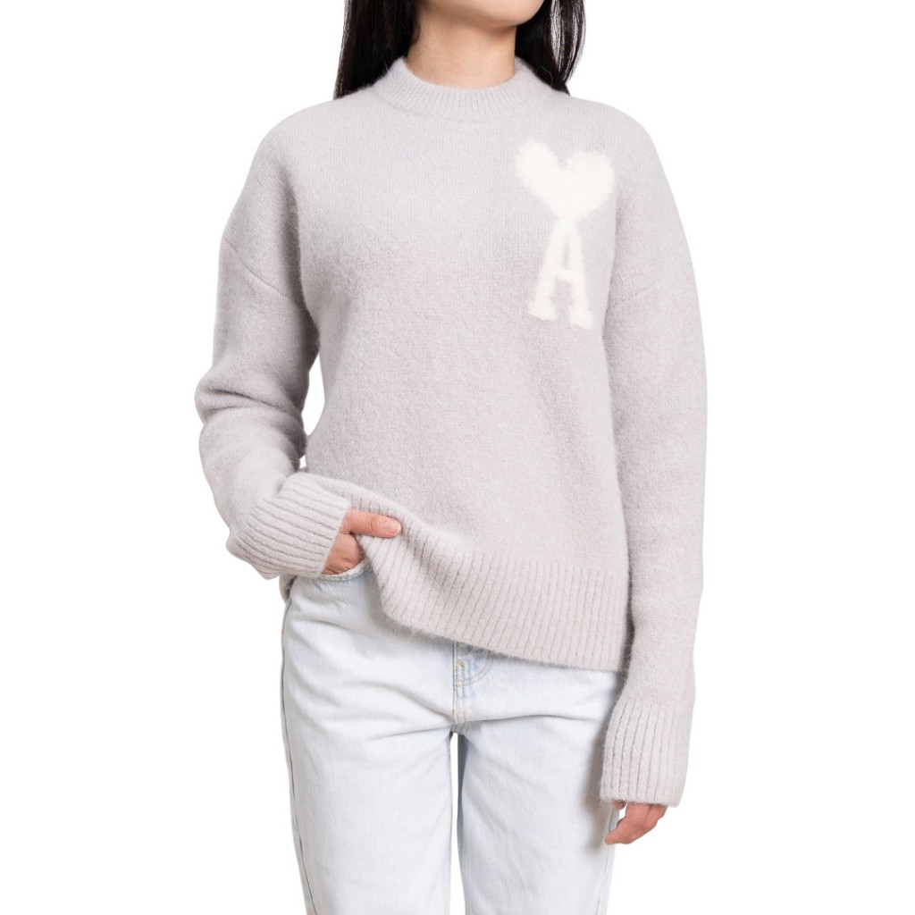 AMI PARIS Big off white ami de coeur sweater