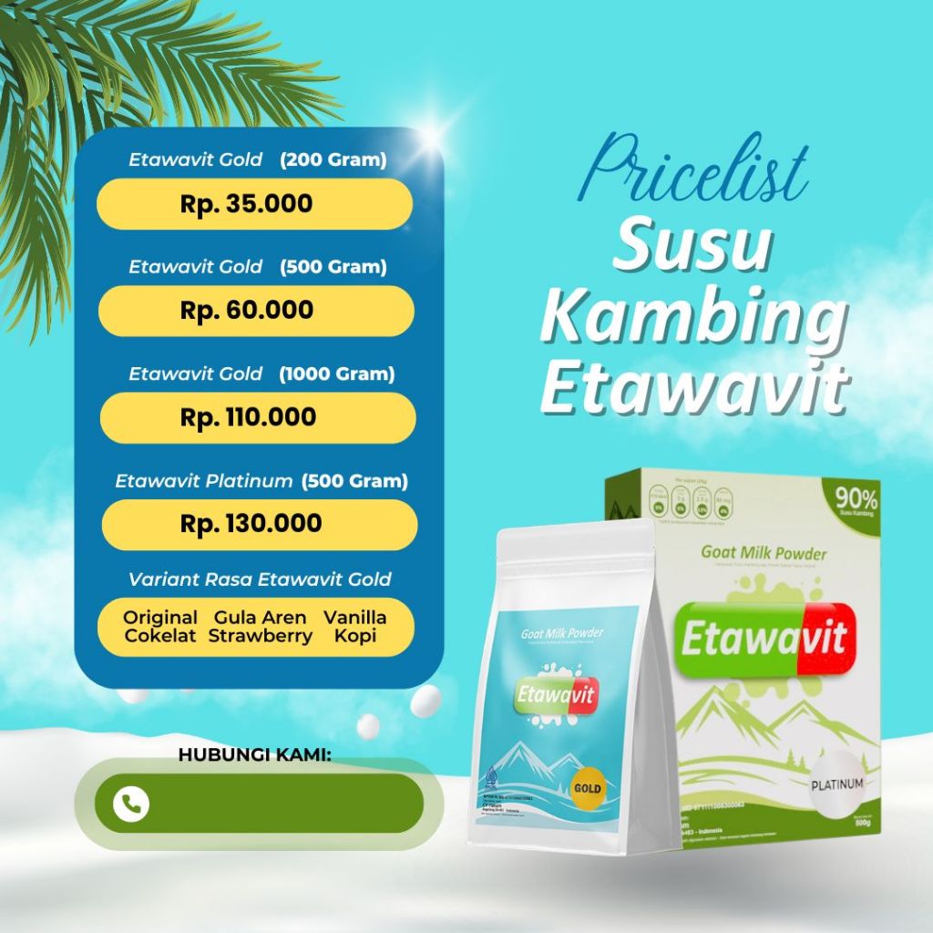 

Etawavit Platinum Susu Kambing Rendah Gula untuk Diabetes, Hipertensi, Nyeri Sendi dan Pernafasan