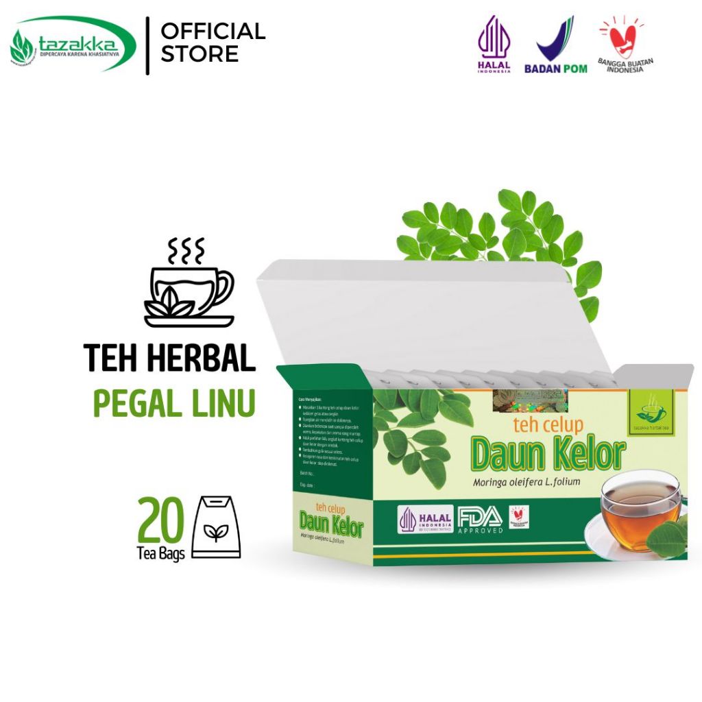 

TAZAKKA Teh Daun Kelor Original Bpom Moringa Kering Asli Isi 20 Kantung Celup Minuman Herbal Tea Bag