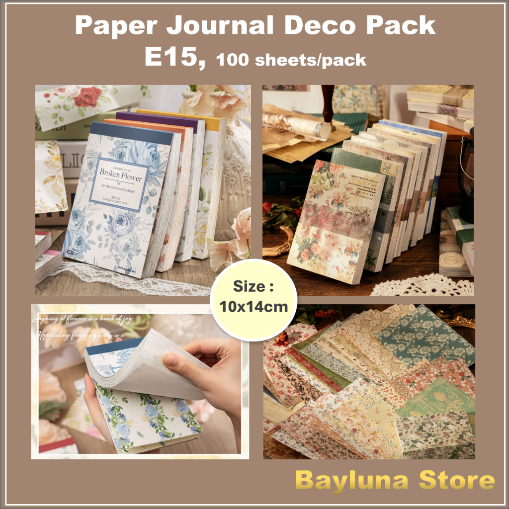 

BYL 100sheets/pack Paper Pack for Scrapbooking Junk Journal School DIY Stationery Supplies #E15