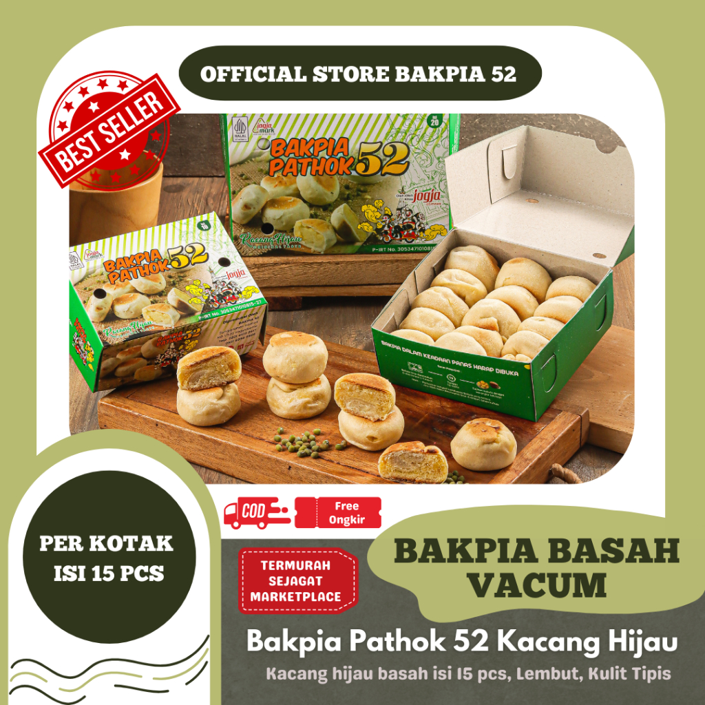 

BAKPIA PATHOK 52 - BAKPIA BASAH ISI 15 BIJI (Vacum)