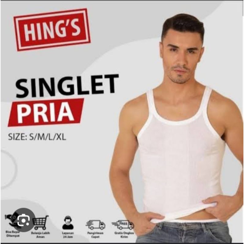 1 pcs KAOS DALAM PRIA DEWASA HING'S - SINGLET DALAM PRIA DEWASA - KAOS KUTANG PRIA DEWASA