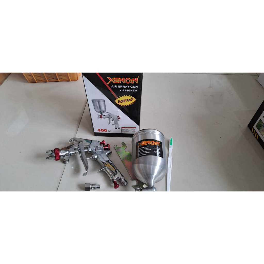 spray gun XENON F75G / spray gun F75 Gravity XENON nozzle 1.5mm tabung atas 400ml F 75 G