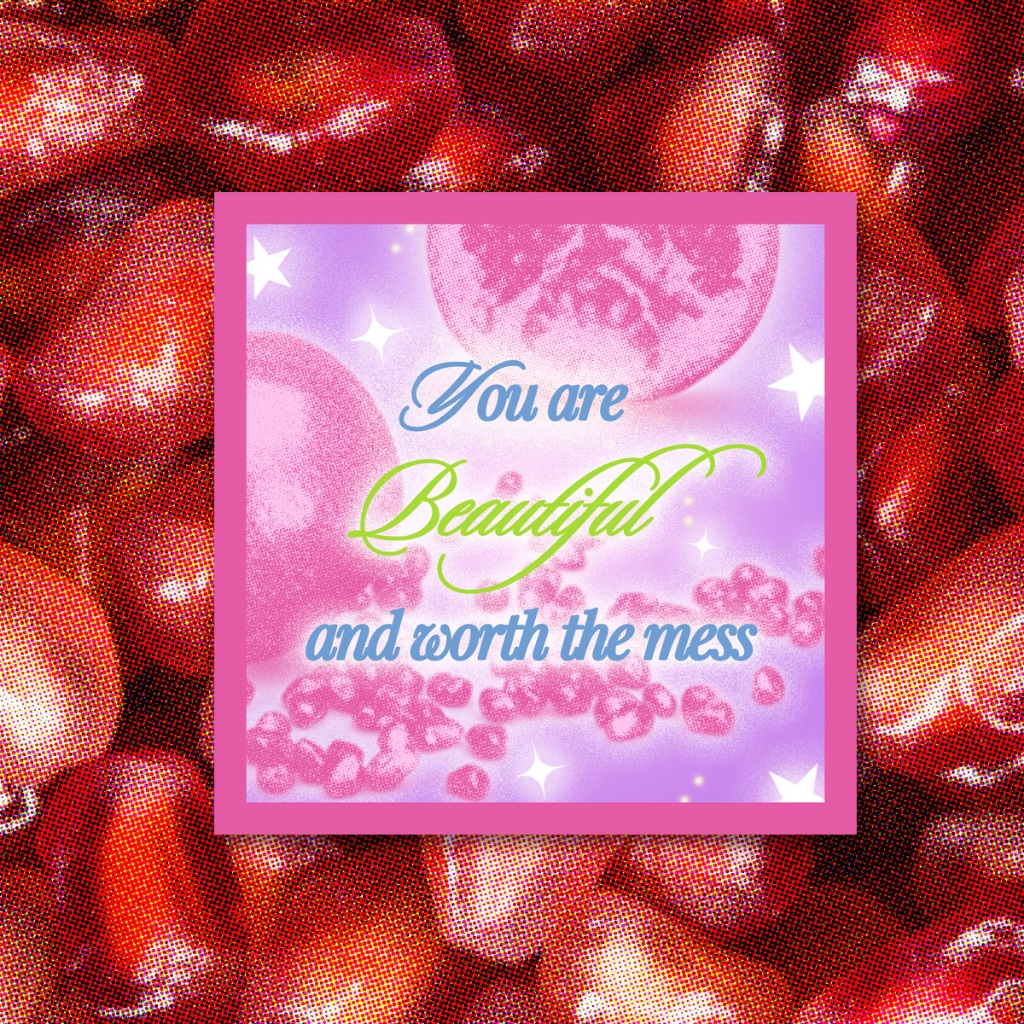 

TRINGCAT - Sticker Pomegranate You Are Beautiful & Worth The Mess | Sticker Laptop / HP | Decorative Sticker