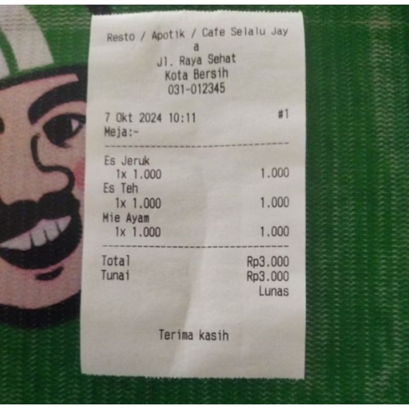 

cetak nota resto / apotik / pembeli custom