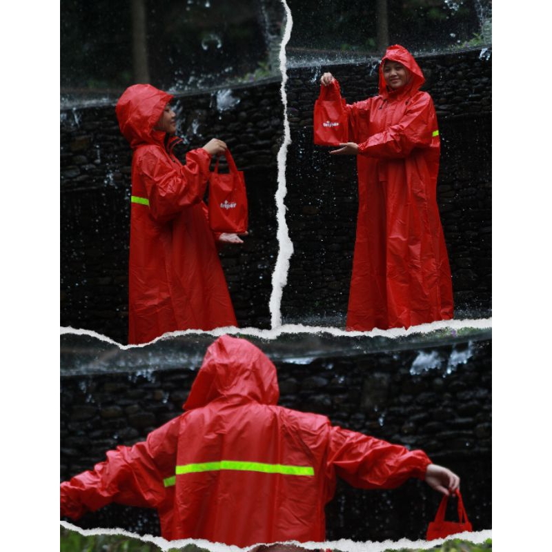 Jas Hujan Gamis Merah Jumbo Bigsize Pria Wanita/Jas Hujan Jumbo Syari