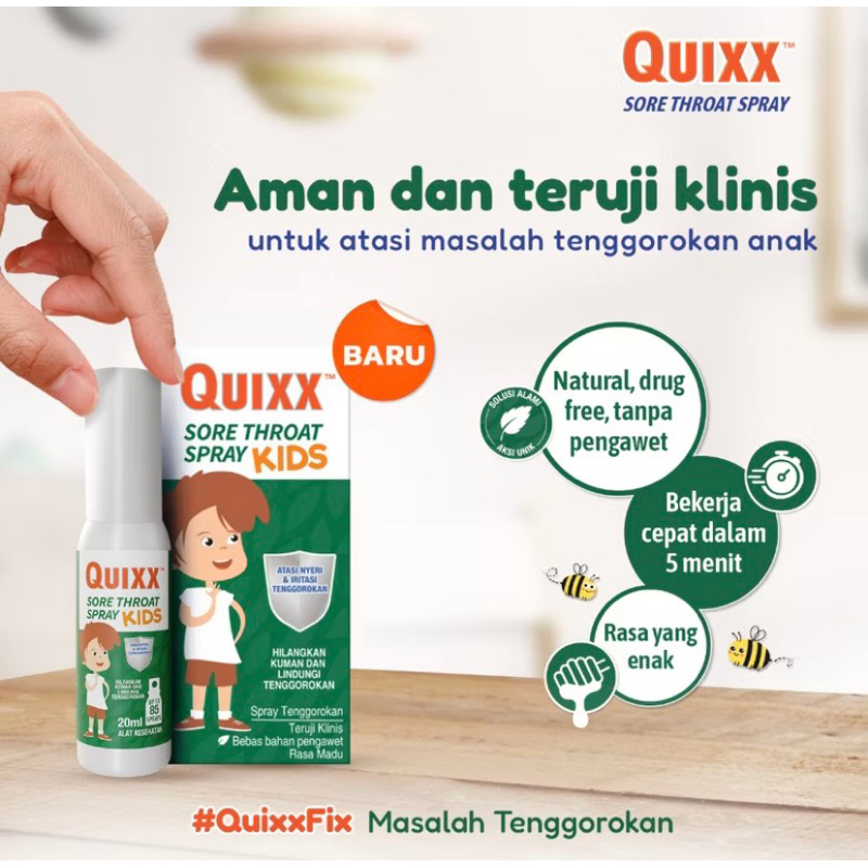 Quixx Sore Throat Spray Kids Untuk Sakit Tenggorokan Anak