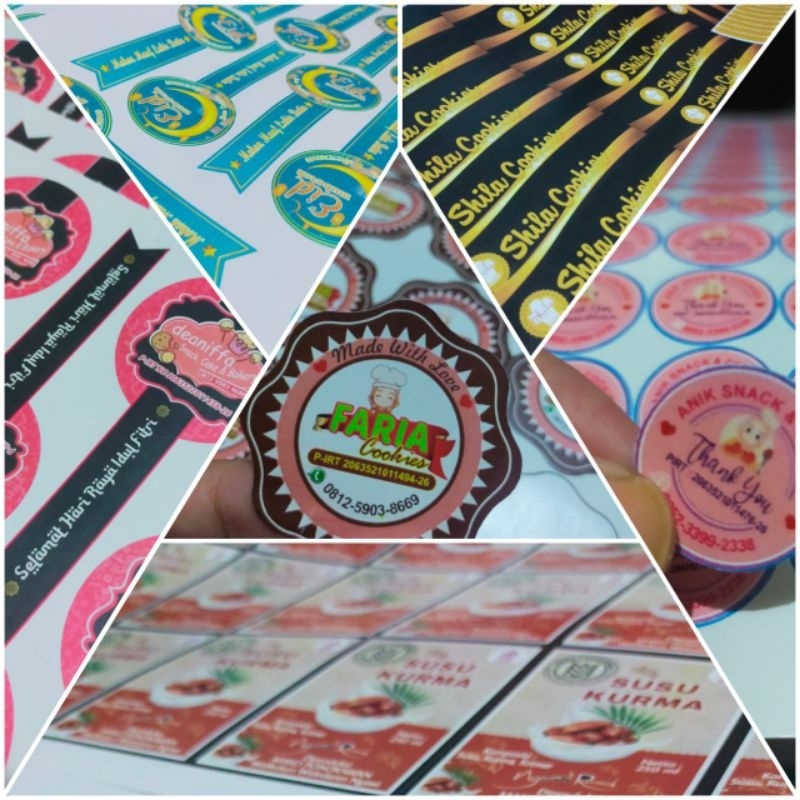 

Cetak label stiker usaha makanan kemasan toko murah A3+