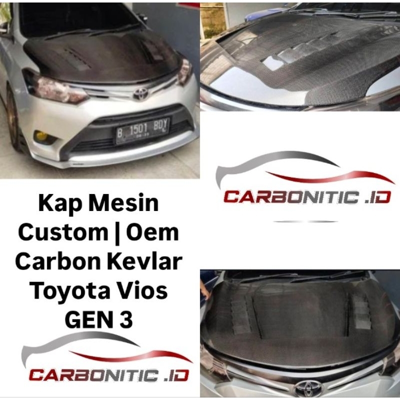 Kap Mesin Model Custom oe Model Oem Toyota Vios Gen 3 Carbon Kevlar Asli