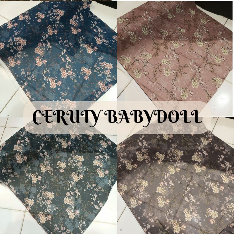 Ceruty Babydoll Motif Bunga / Siffon Ceruty Babydoll / Lebar 150cm / Dress,Outer, Gamis dll. Bahan N