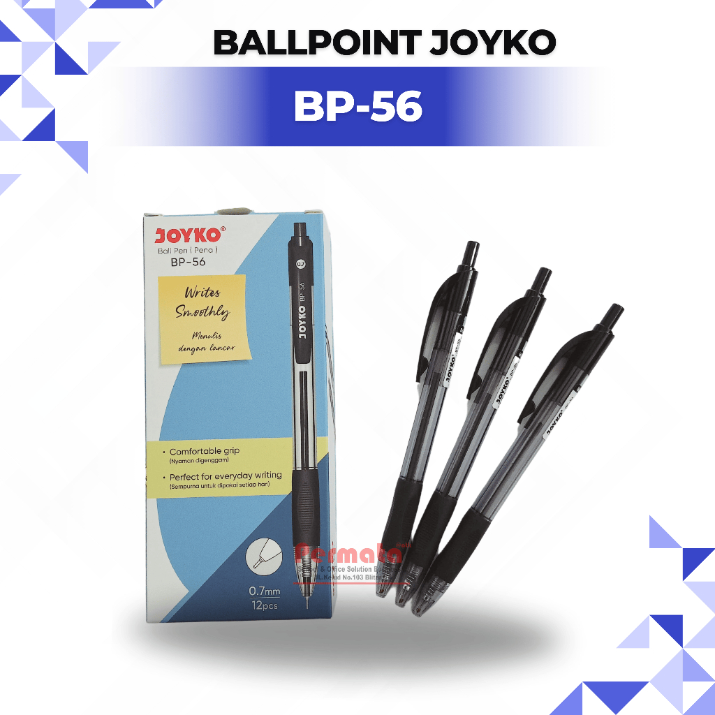 

(12 Pcs) Pulpen / Pen JOYKO BP - 56 Needel Tip Jarum 0.7mm