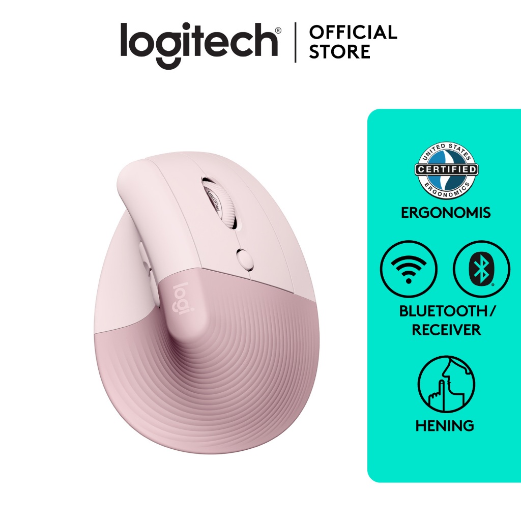 Logitech LIFT Mouse Ergonomic Vertical Wireless Bluetooth Silent - Rose