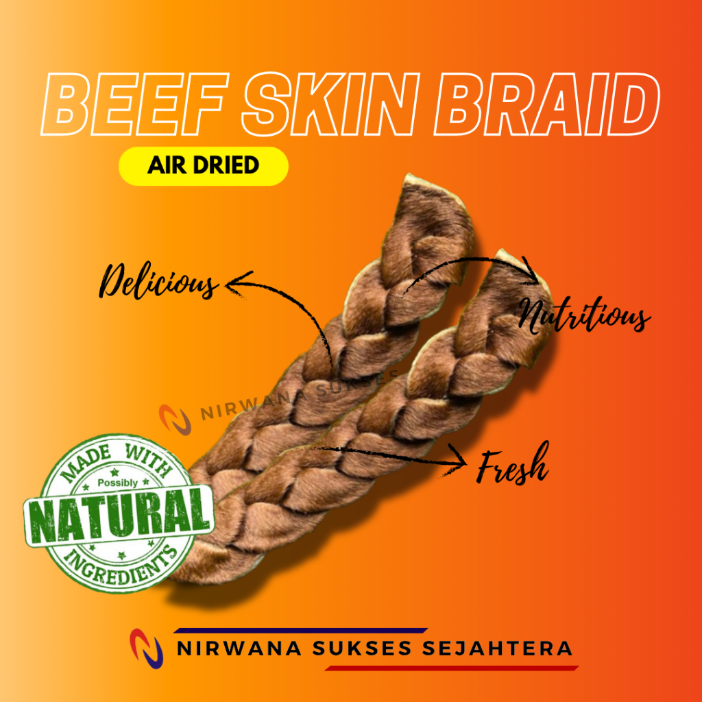 

KULIT SAPI KEPANG KERING / DEHYDRATED, AIR DRIED BEEF SKIN BRAID. CHEWS, TREATS, DENTAL CARE, SACK FROM 100% NATURAL INGRADIENT NO ADDITIVE FOR DOG