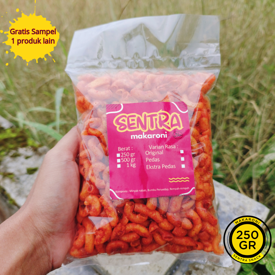 

Makaroni kriuk pedas gurih kemasan 250gr, 500gr, dan 1kg