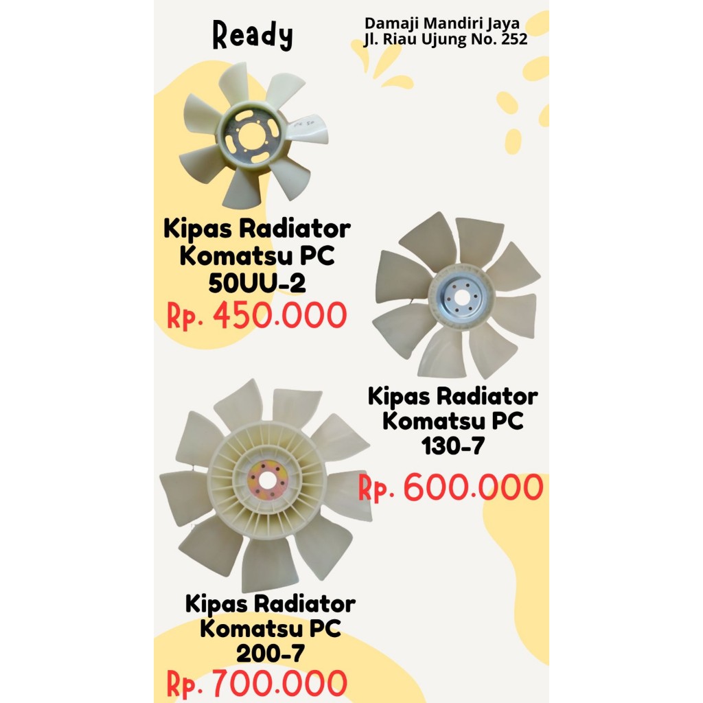 KIPAS RADIATOR KOMATSU PC 50UU-2, KOMATSU PC 130-7, KOMATSU PC 200-7