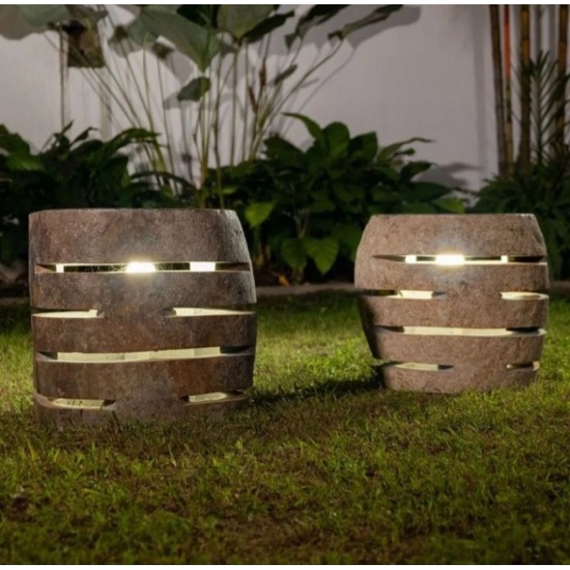 kap lampu kursi taman / kap lampu + kursi taman / river stone