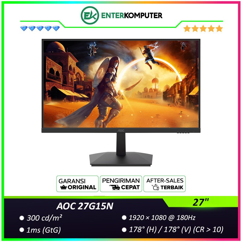 AOC 27" 27G15N FHD 180Hz Gaming Monitor / Monitor 27 inch