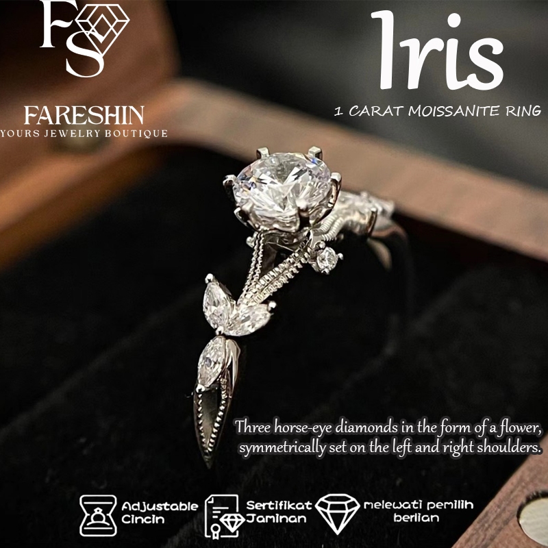 Cincin Moissanite Iris 1.0 Carat Fareshin Jewellery