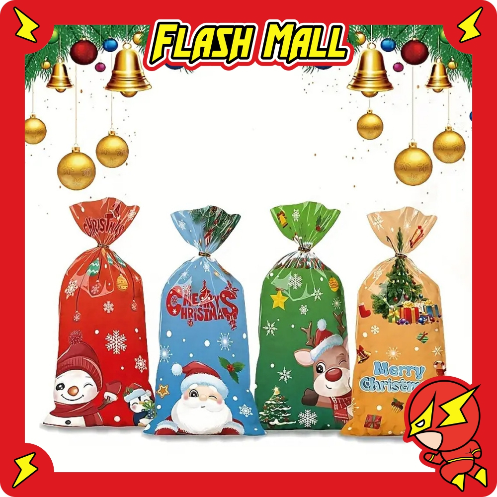 

FLASHmall Christmas goodie bag kantong snack Natal. Pouch natal. Palstik Natal. Christmas Gift bag R1197