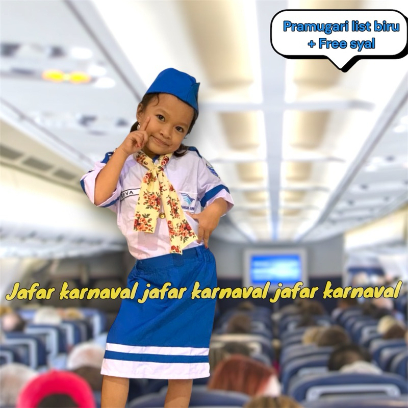 Sale Baju Pramugari Anak Putri , Kostum Profesi Pramugari Anak Rok Pendek