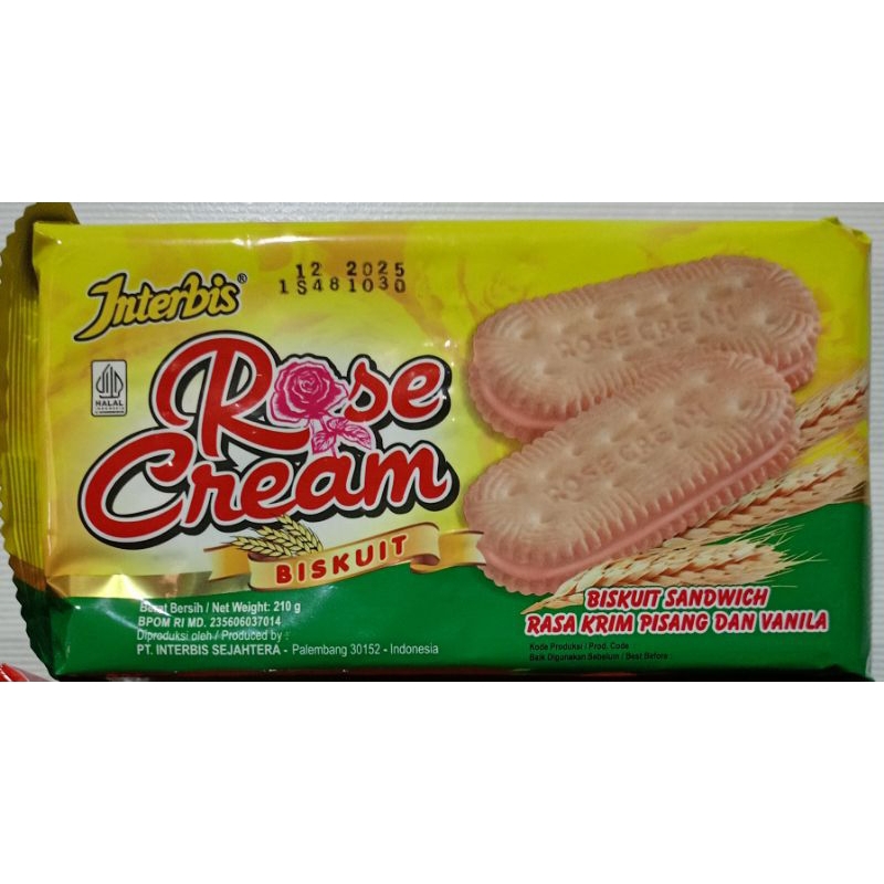 

(INSTANT & SAMEDAY) INTERBIS Rose Cream Biskuit Sandwich Rasa Krim Pisang dan Vanila 210 Gram