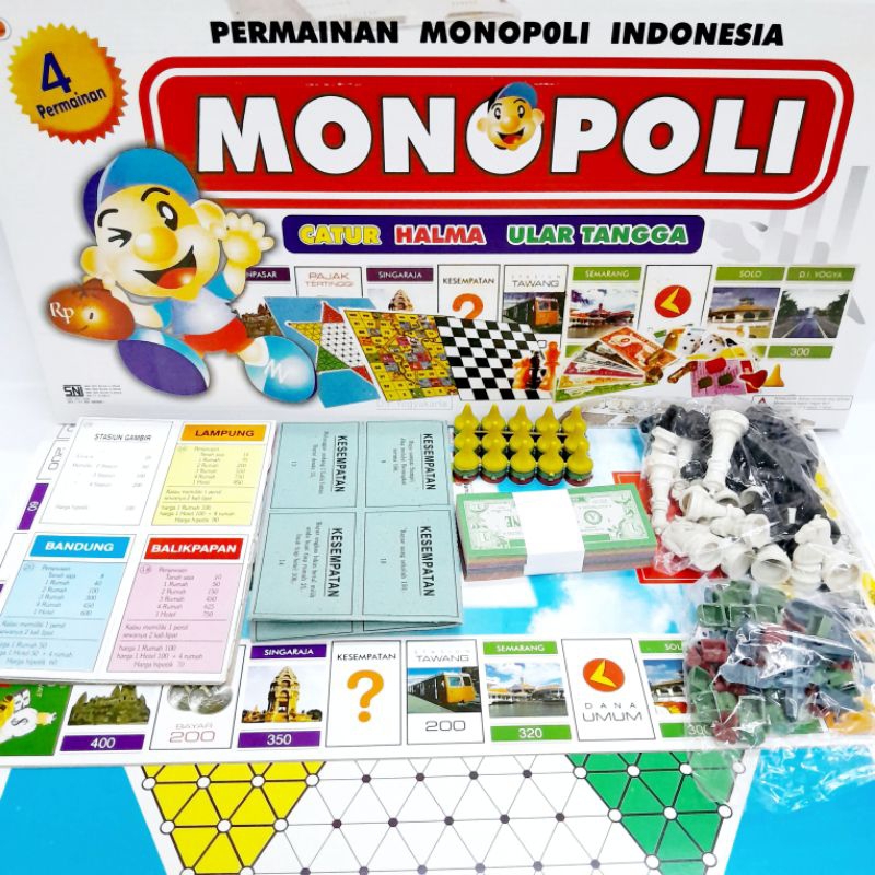 MONOPOLI INDONESIA Ukuran BESAR Board Game Big Size Catur Halma Ular Tangga