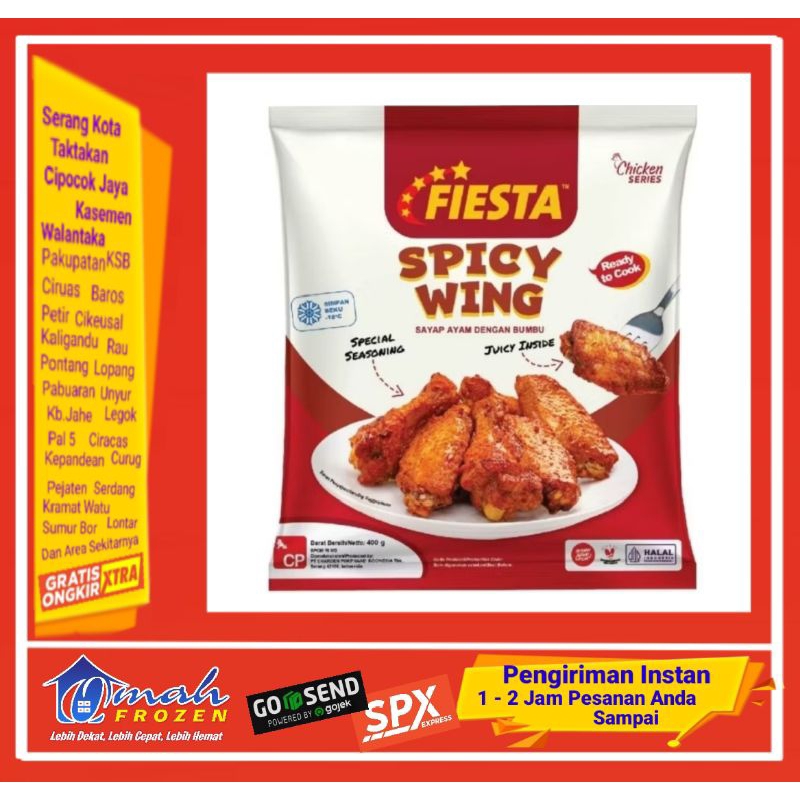 

Sayap Ayam Fiesta Spicy Wing 400g, Sayap Ayam Pedas,Frozen Serang