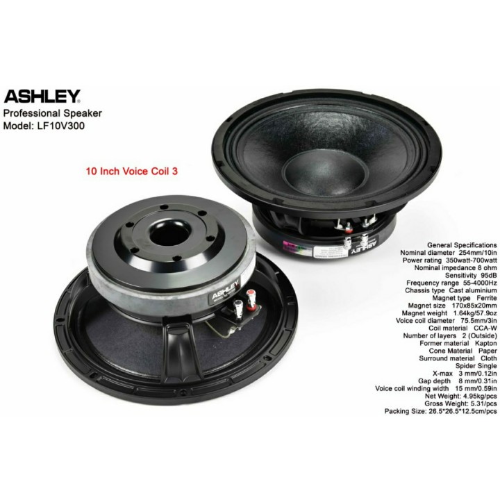 Speaker Ashley LF10V300 700W Speaker 10" / Speaker Ashley 10 Inch LF10 V300 / Ashley LF 10V300 10"