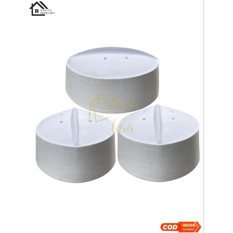 (COD) PECI KOPIAH HAJI PUTIH ASAGOFAH POLOS TINGGI 7 CM / PECI KOPYAH ASAGOFAH CEPER KAKU POLOS / PE