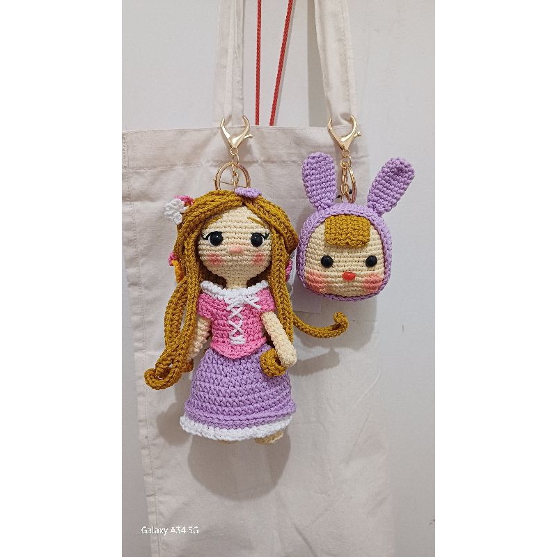 boneka rapunzel gantungan tas rajut handmade rapunzel
