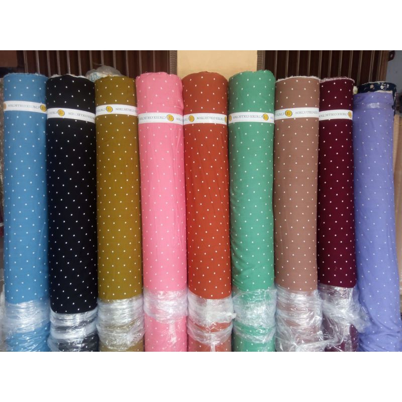 1/2METER BAHAN KATUN RAYON MOTIF POLKADOT