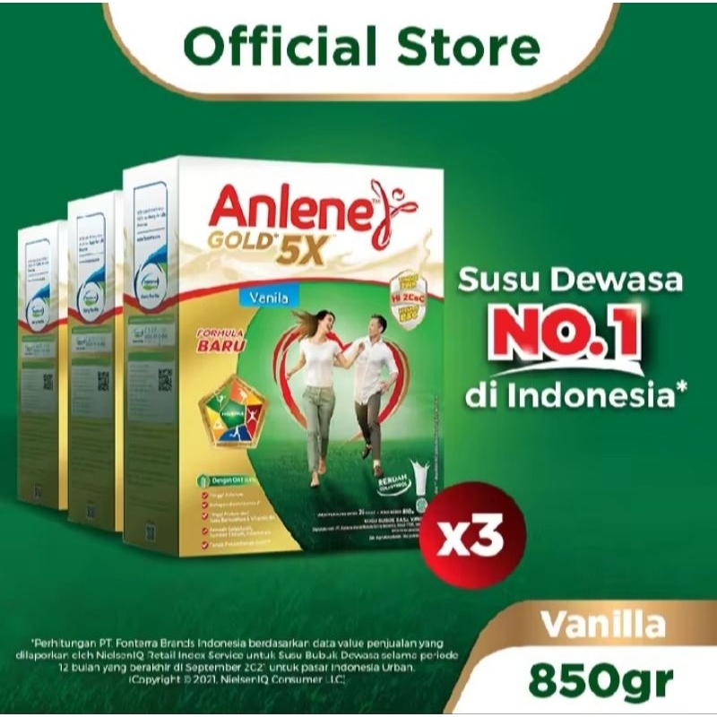 

Anlene Gold 5X Susu Bubuk Dewasa Vanila 3X850g - Nutrisi Tulang Kalsium Untuk Tulang, Sendi dan Otot