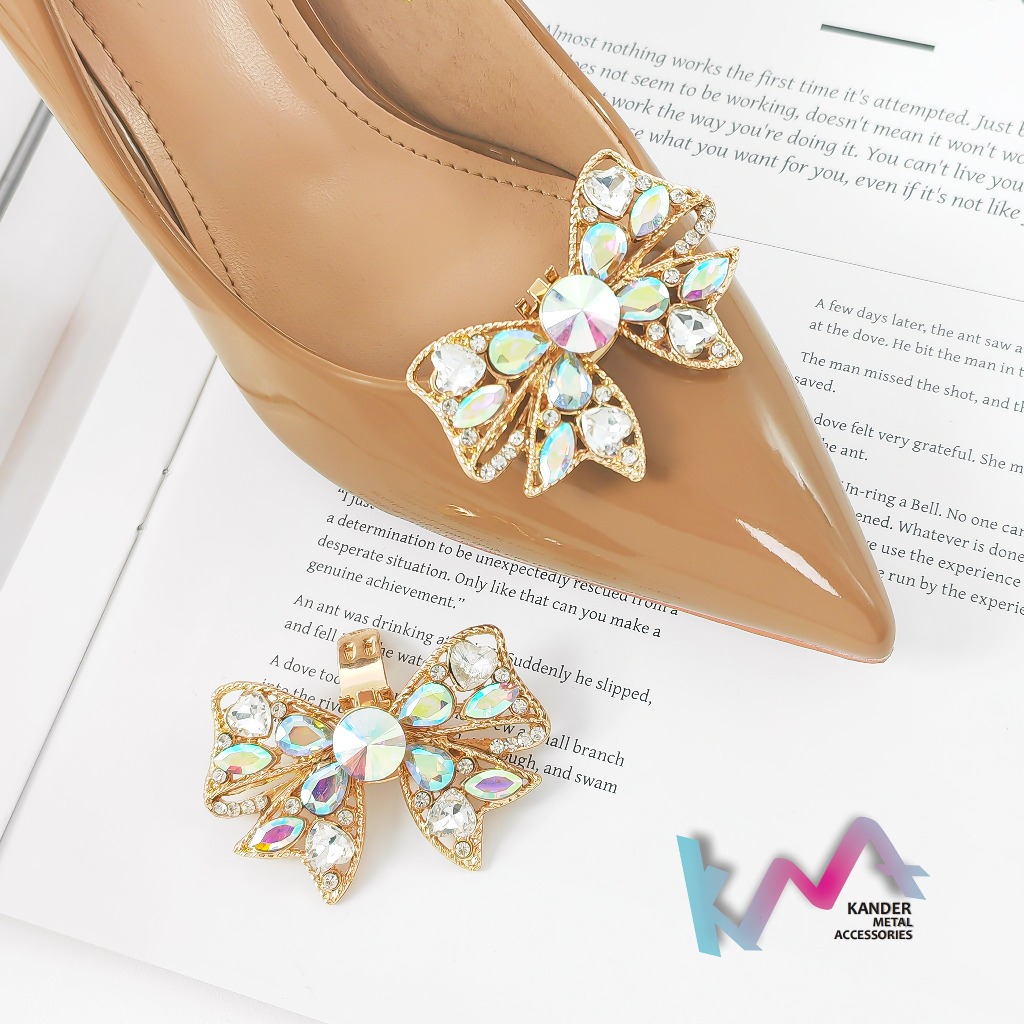 KANDER Alloy Klip Pita Bow Shoes Buckle Aksesoris Sepatu Klip Bongkar Pasang M2005