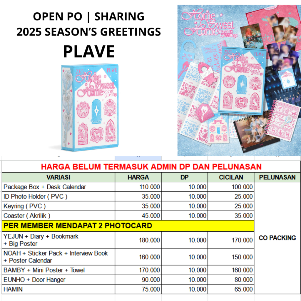 [ BACA DESKRISI | OPEN PRE ORDER ] 2025 SEASON'S GREETINGS PLAVE ( SHARING : YEJUN | NOAH | BAMBY | 