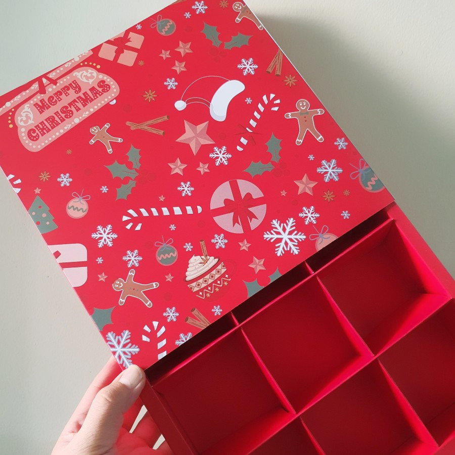 

5 Pcs Dus Packaging Fruitple Natal Hampers Christmas Sekat 9 Ukuran 22 x 22 x 4.5 cm