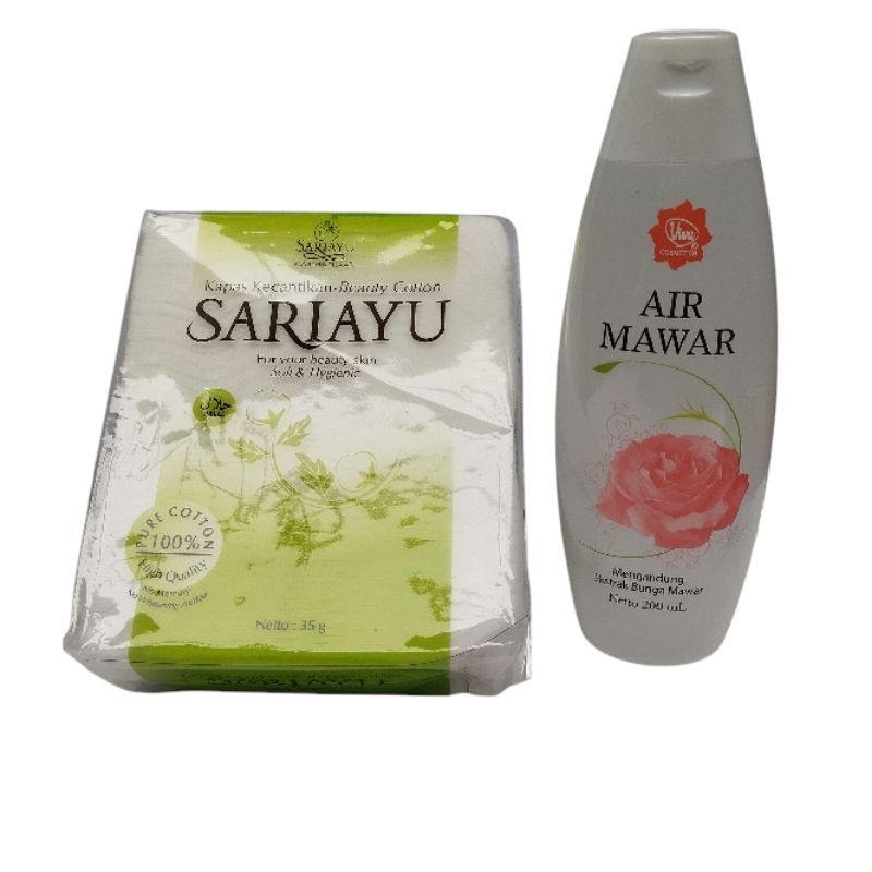 Viva Cosmetics Air Mawar 200ml + Kapas Sariayu