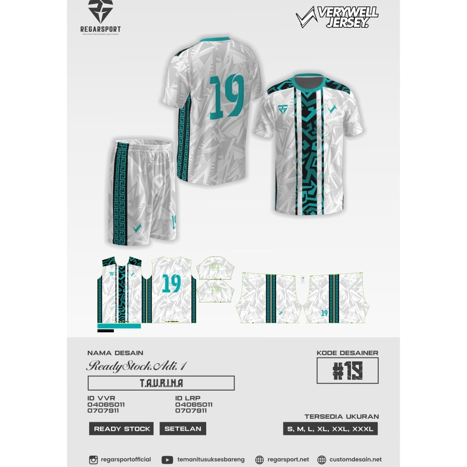 REGARSPORT - 274 Jersey stellan bola, atasan dan bawahan lengan pen