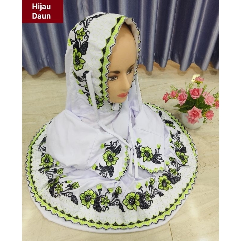 Mukena Terusan Dewasa Motif Bordir Bunga Sidogiri Indah