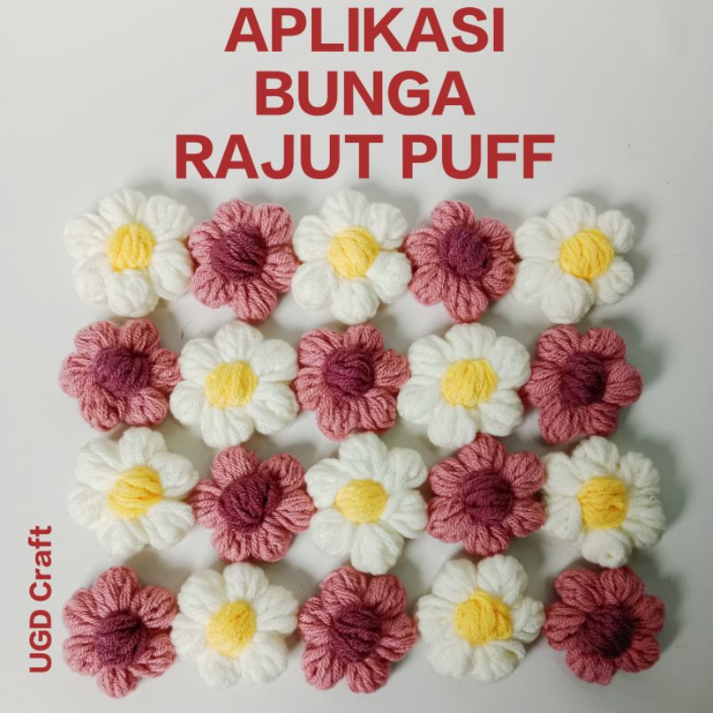 Aplikasi Bunga Rajut Puff