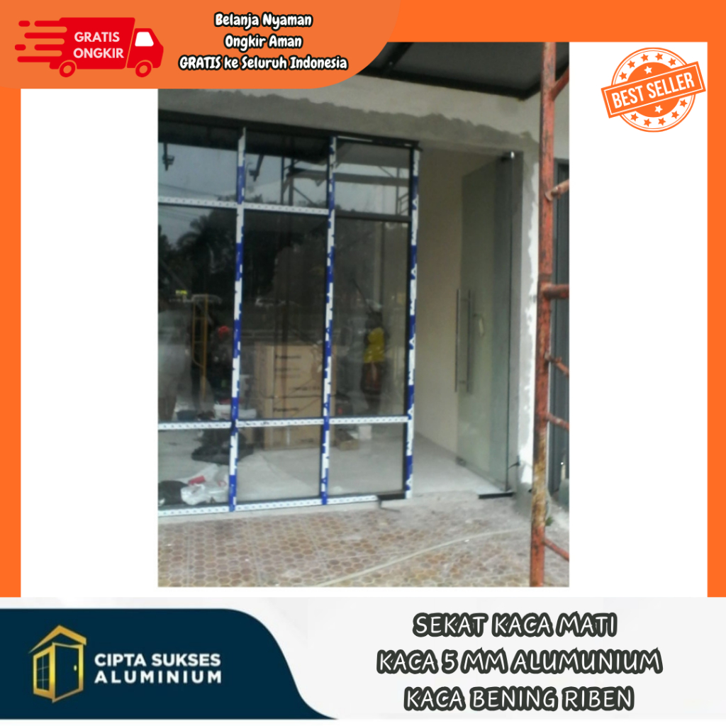 SEKAT KACA RUANGAN kaca mati aluminium csa bergaransi sekat aluminium sekat aluminium kaca 5mm moder