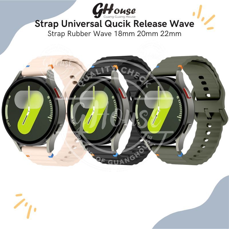 Strap Quick Release 18mm 20mm 22mm Universal Strap Bahan Silicone Model Wave Tali Strap 22mm Strap 2