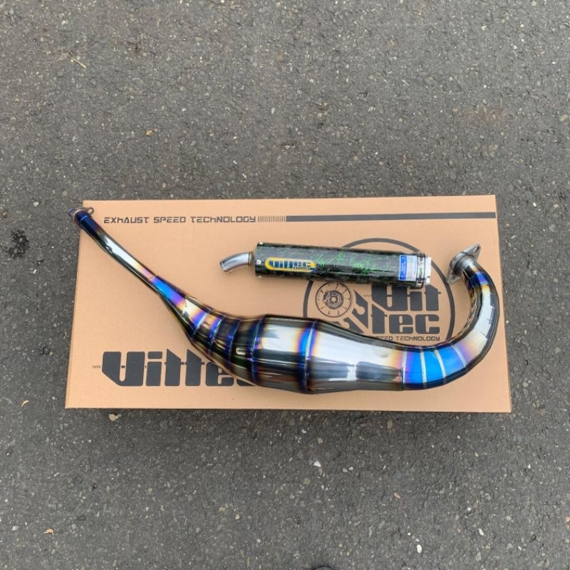 KNALPOT VITTEC STAINLESS CACING MODEL STANDART + KLEM CARBON + SILENCER CARBON SERIES NINJA SS/R/RR