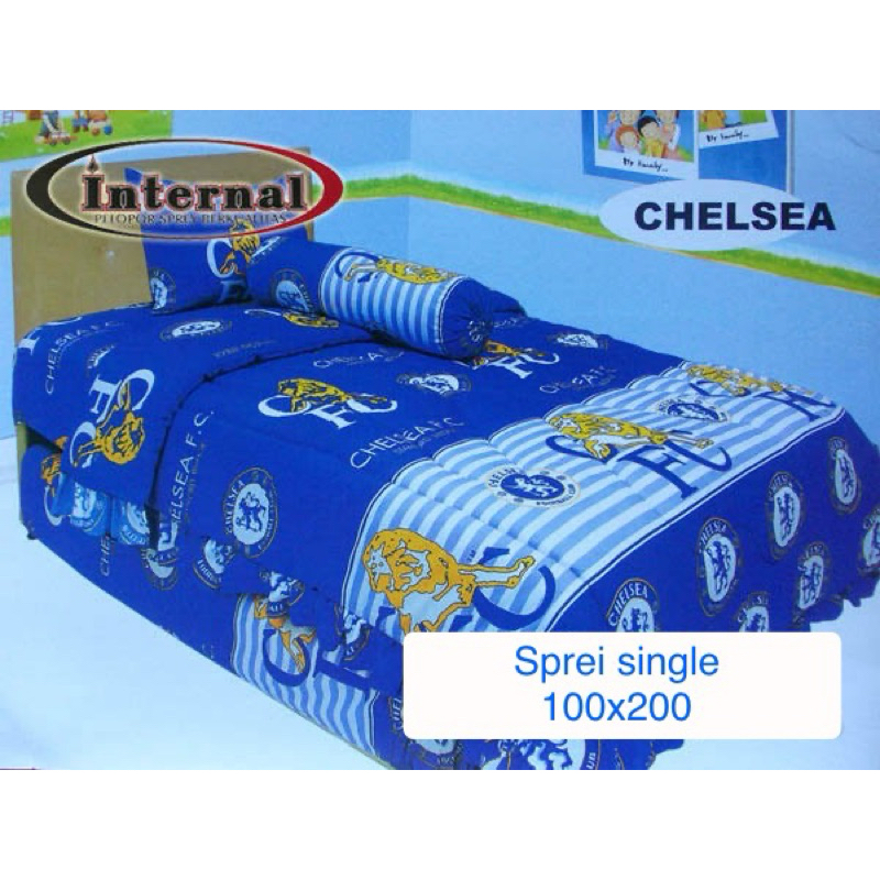 Sprei Internal Single 100x200 motif Chelsea bola| Sprei katun internal