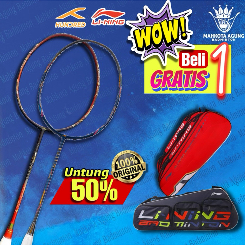 BELI 1 GRATIS 1 RAKET BADMINTON TAS BADMINTON ORIGINAL SALE TERBAIK STOK TERBATAS MERK HUNDRED LININ