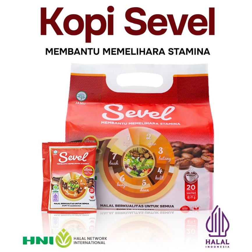 

Kopi SEVEL 7 Elemen | Kopi Herbal untuk Menjaga Stamina | Isi 10 Sachet x 21gr - HNI Halal Mart